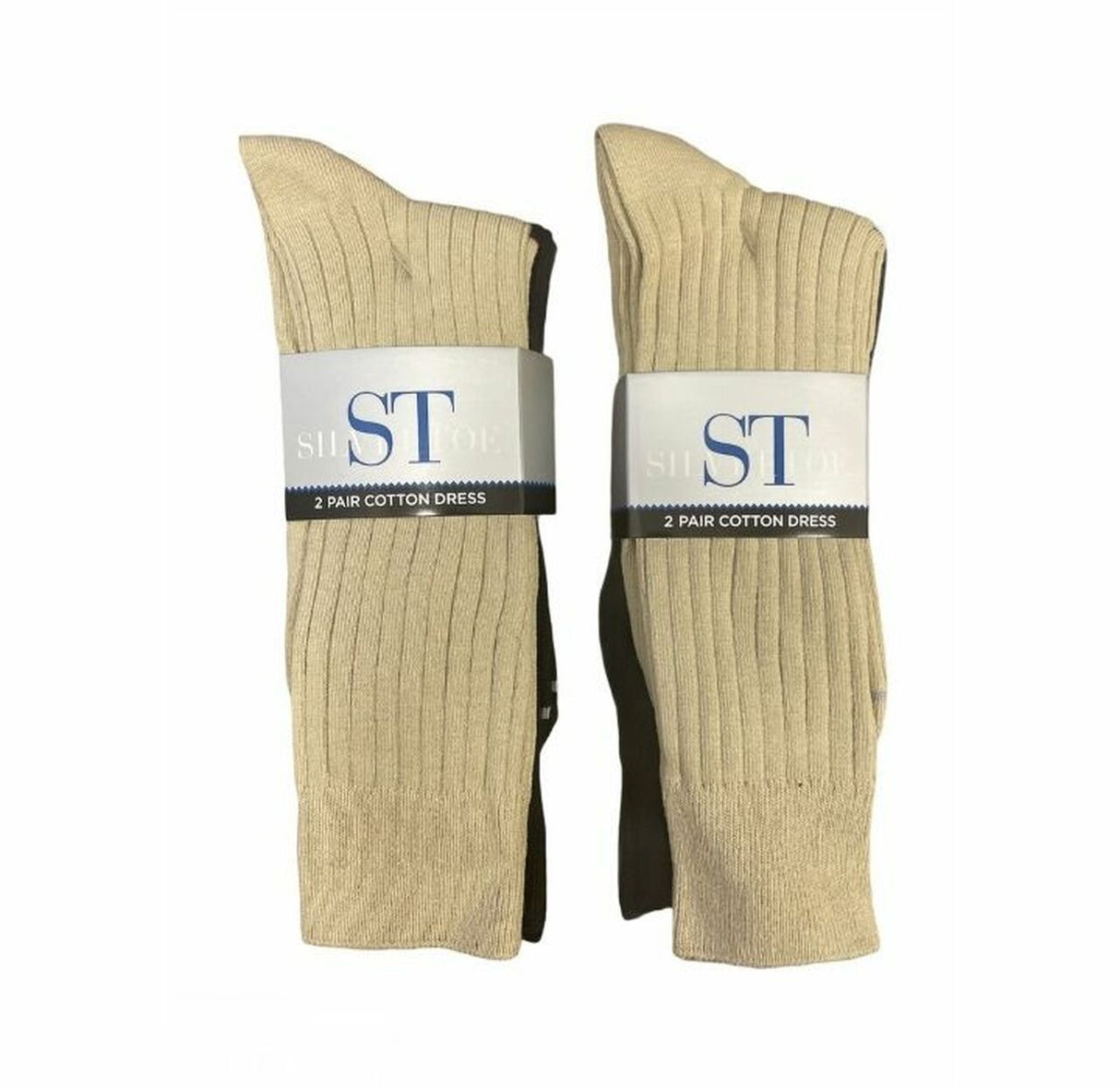 4-Pair SilverToe Men’s Casual Black & Beige Crew Socks