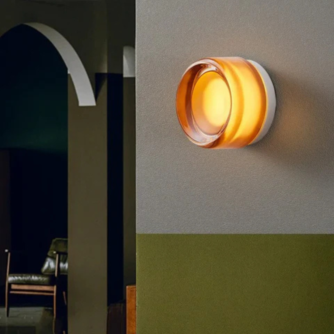 Modern Glass Round LED Wall Sconce 1-Light Aluminium Indoor Wall Lamp