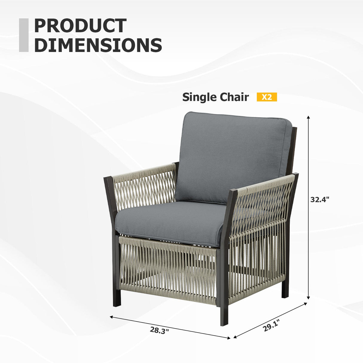 Outdoor Patio Arm Chairs Set of 2