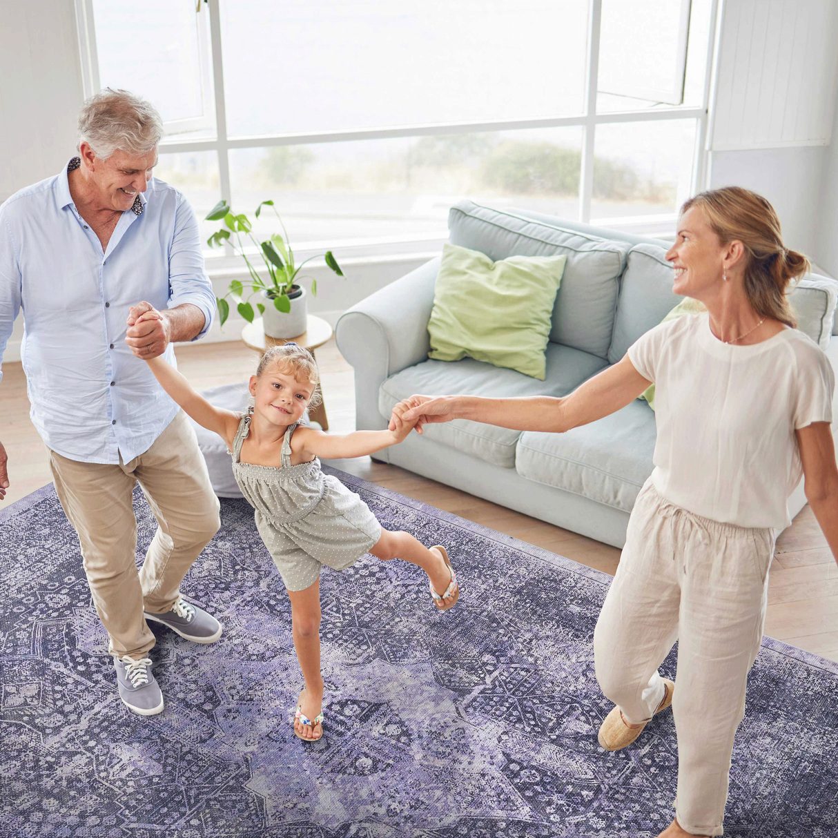 8x10 area rug, washable rug, low-pile, non-slip, non-shedding, foldable, kid & pet friendly - area rugs for living room, bedroom, kitchen, dining room rug - perfect gifts, (anthracite, 8' x 10')