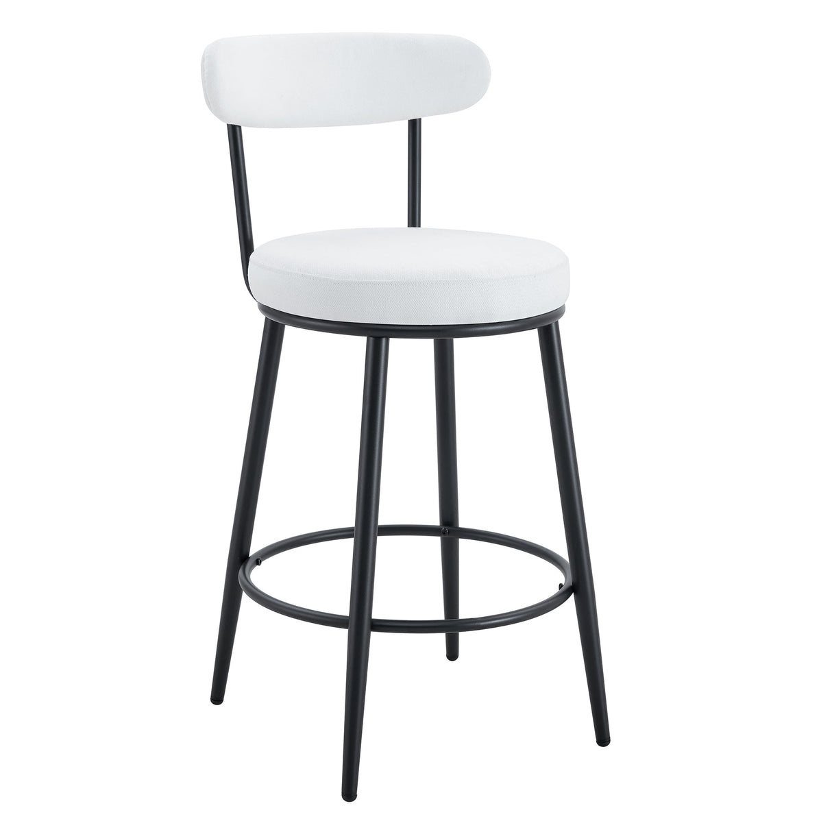 Fashionable Ergonomic High Legged Bar Chairs with White Fabric Cushions - Set of 2
