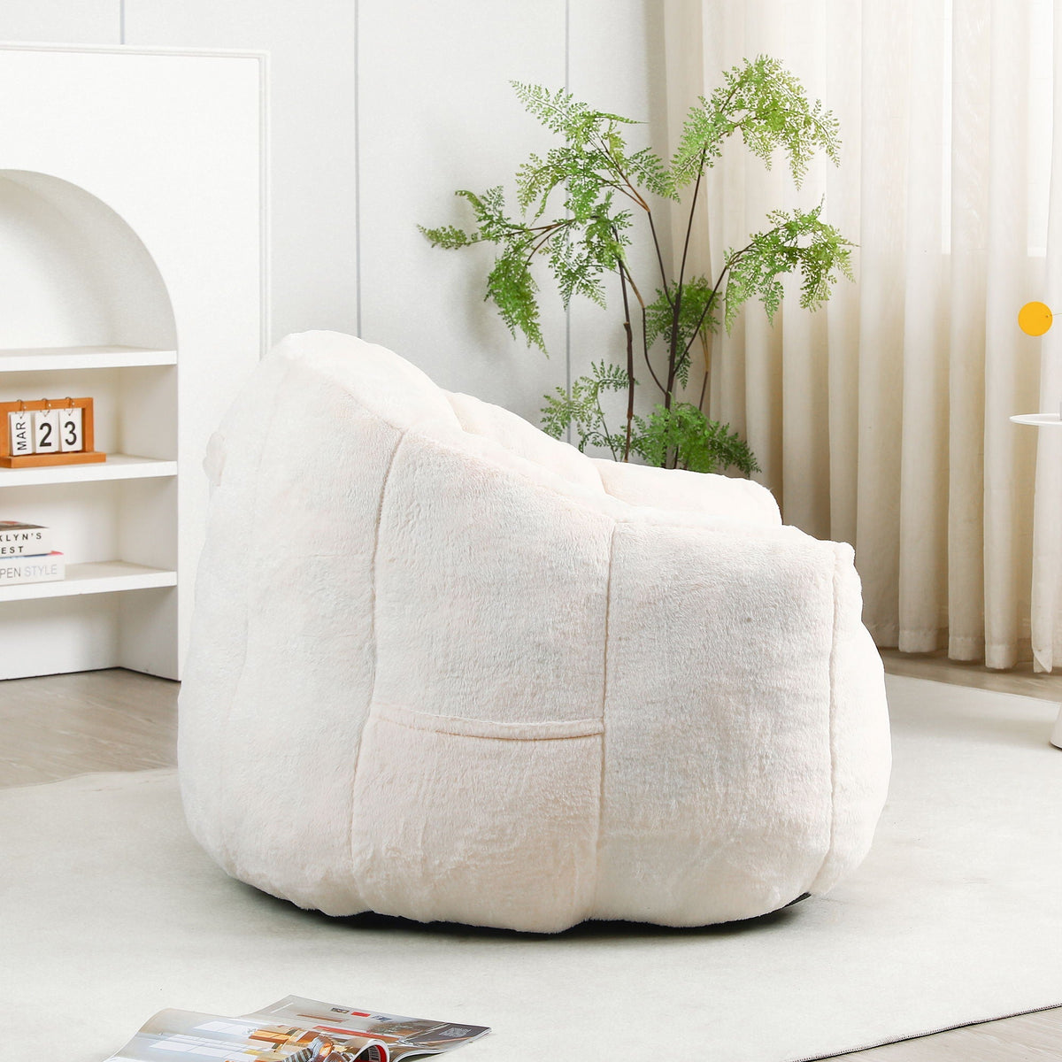 Beanbag Chair, Beanbag Sofa Chair With Armrests Stuffed High Density Foam