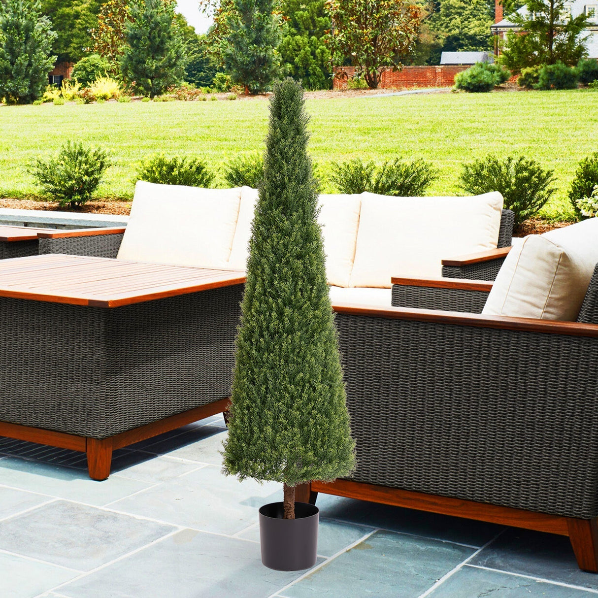 5FT Conical Topiary Cedar Trees Artificial Outdoor Lifelike Faux Evergreen