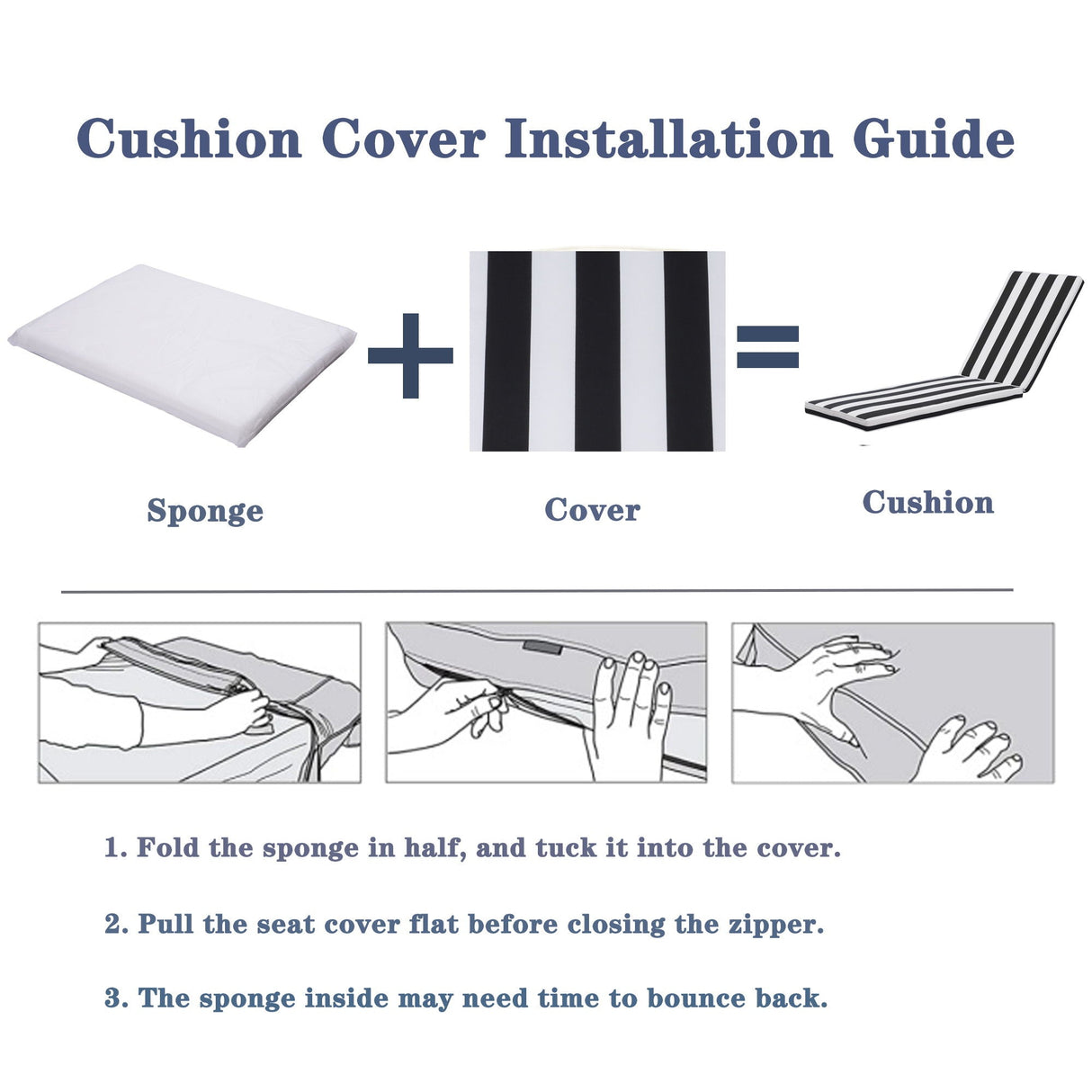 Outdoor Lounge Chair Cushion Replacement Patio Funiture Seat Cushion Chaise Lounge Cushion