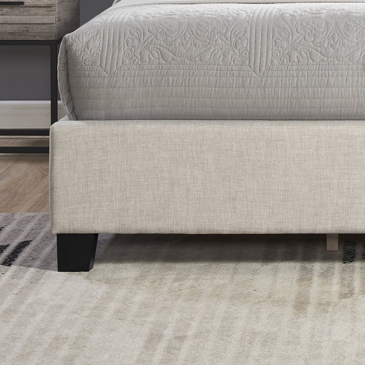 Astral 3-Piece Upholstered Bedroom Set with Tufted Wingback Bed and Two Gray Nightstands