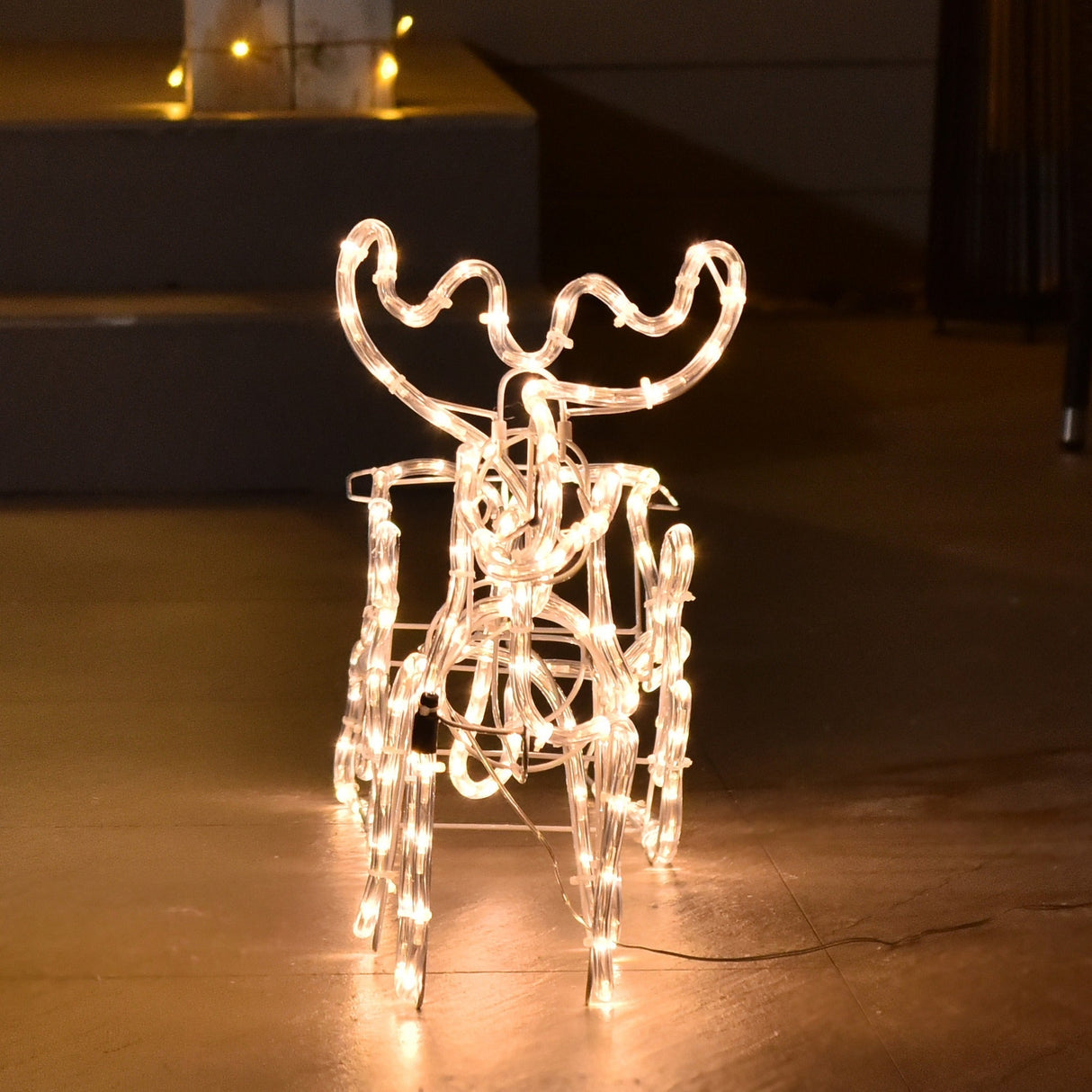 Outsunny 35' LED Reindeer Sleigh Outdoor Christmas Decoration