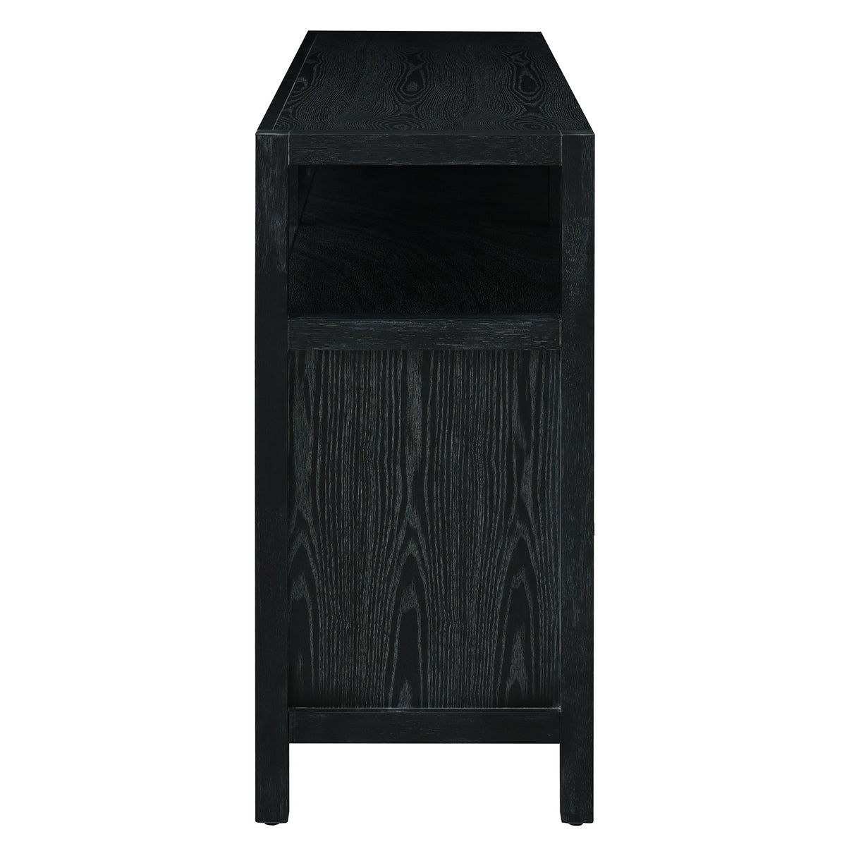 TREXM Bohemian Style Rattan Buffet Storage Cabinet with Solid Wood Frame
