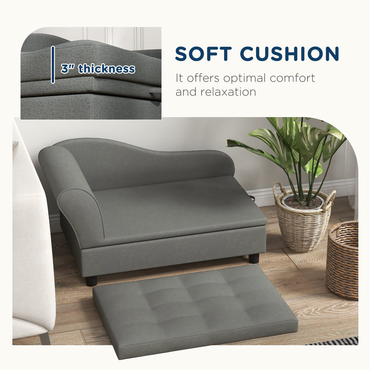 PawHut Pet Sofa Dog Couch in Gray