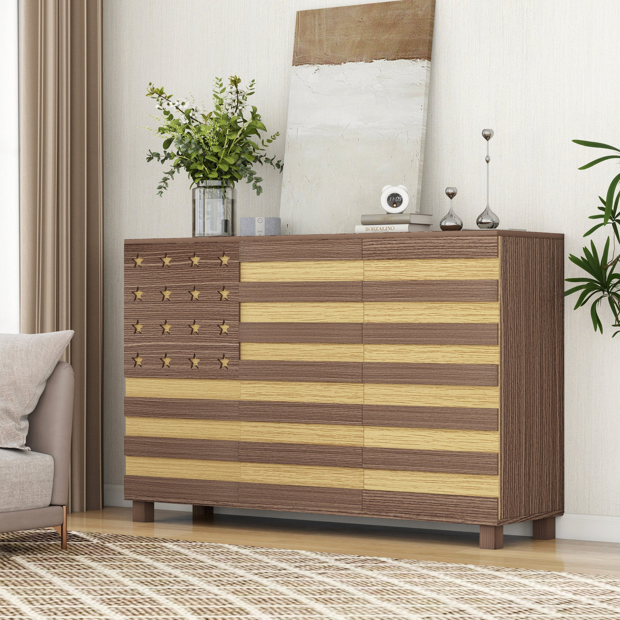 55-Inch Hand-Carved Buffet Sideboard Cabinet