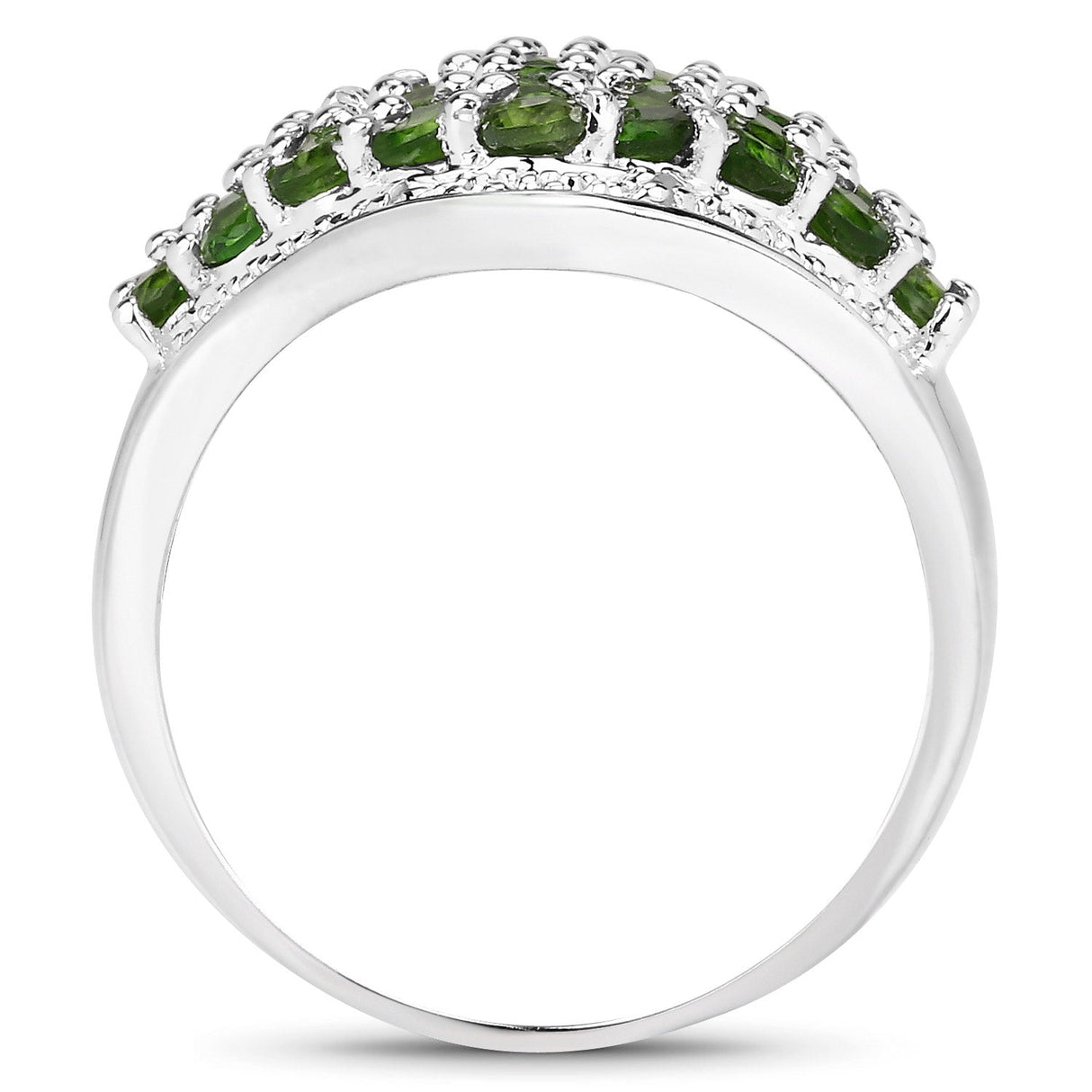 2.41 Carat Genuine Chrome Diopside and White Topaz .925 Sterling Silver Ring