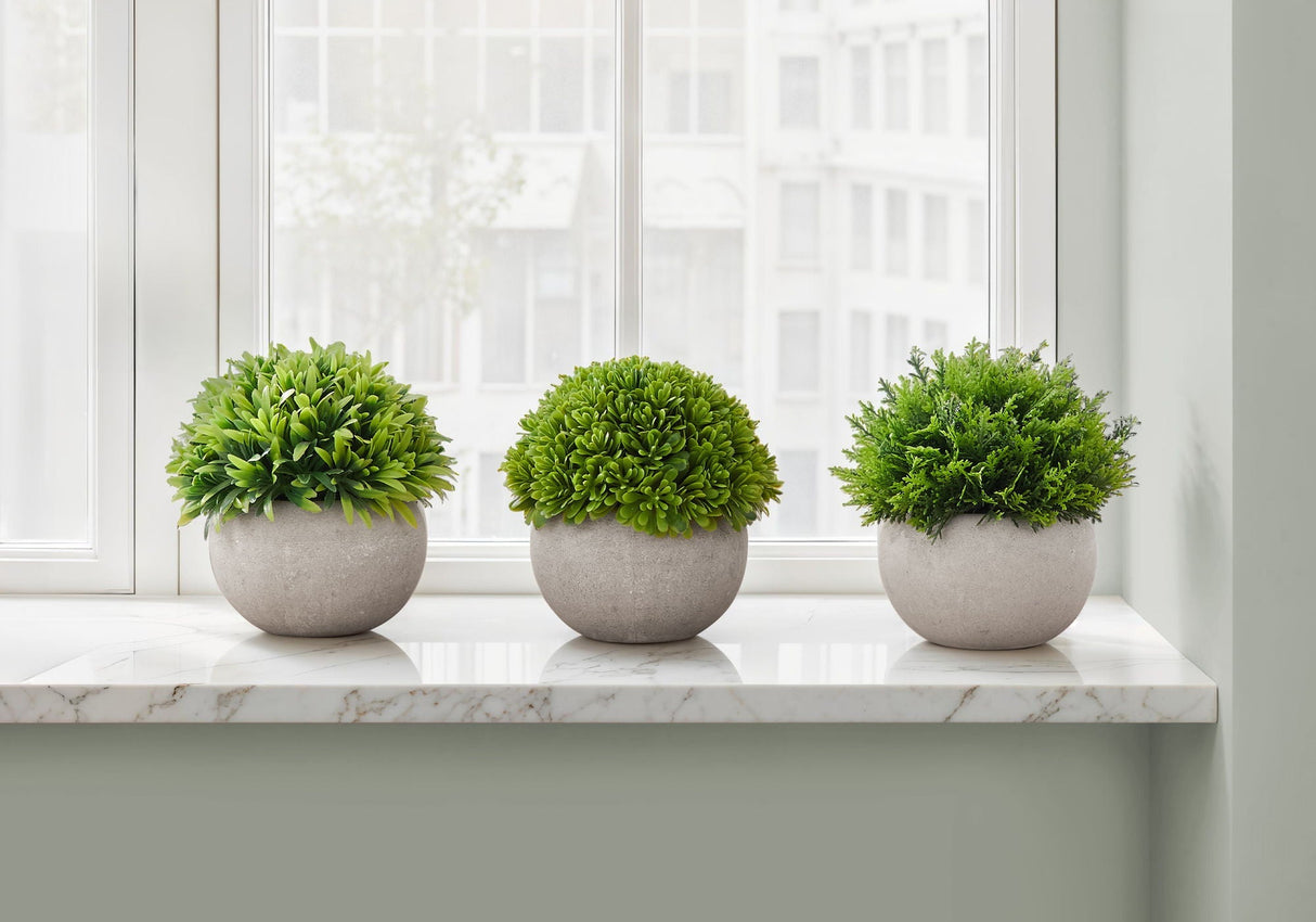 5" Tall Artificial Grass Plants Indoor Faux Set of 3