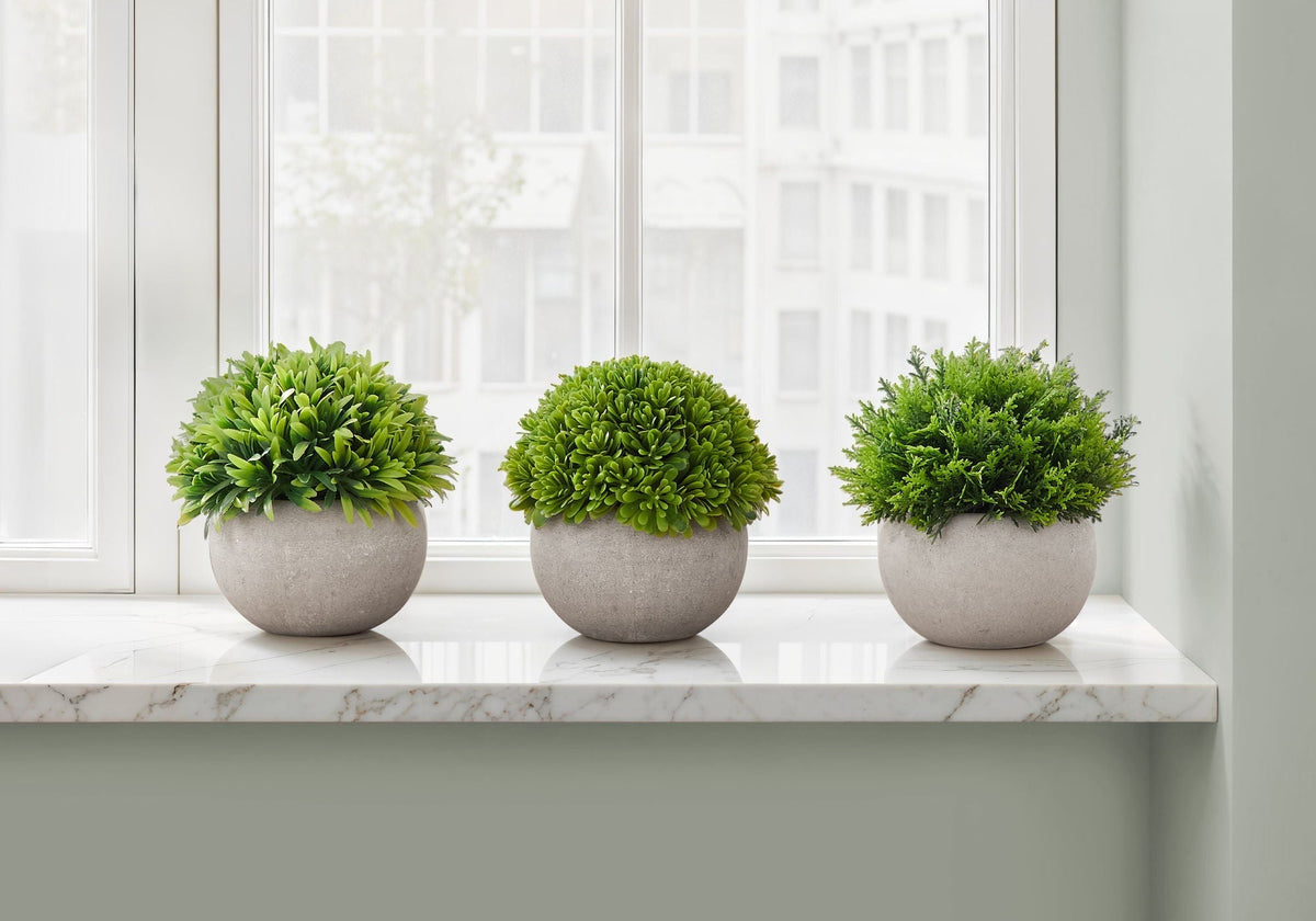 5" Tall Artificial Grass Plants Indoor Faux Set of 3