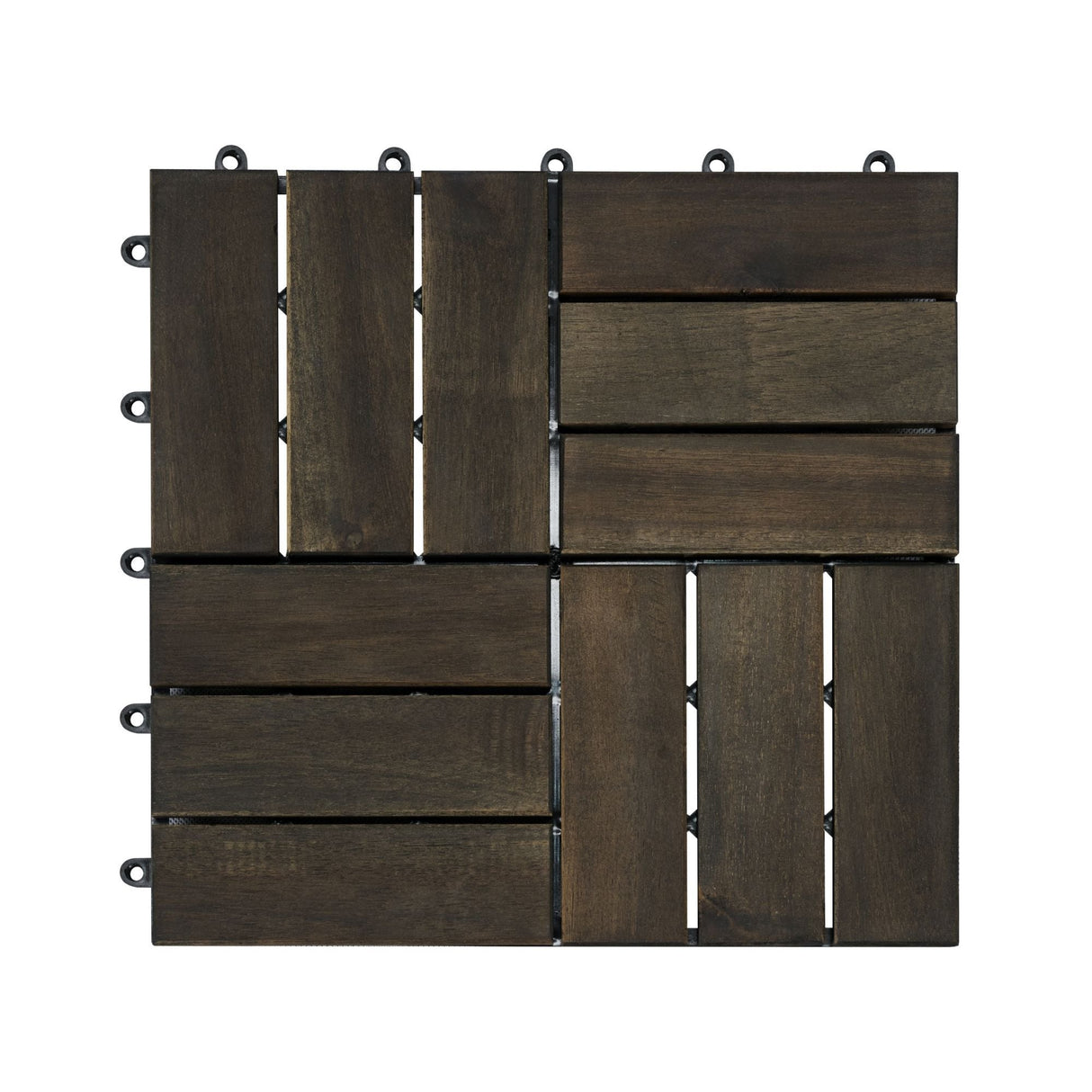 Acacia Wood Interlocking Deck Tiles Checker Pattern For Outdoor Flooring