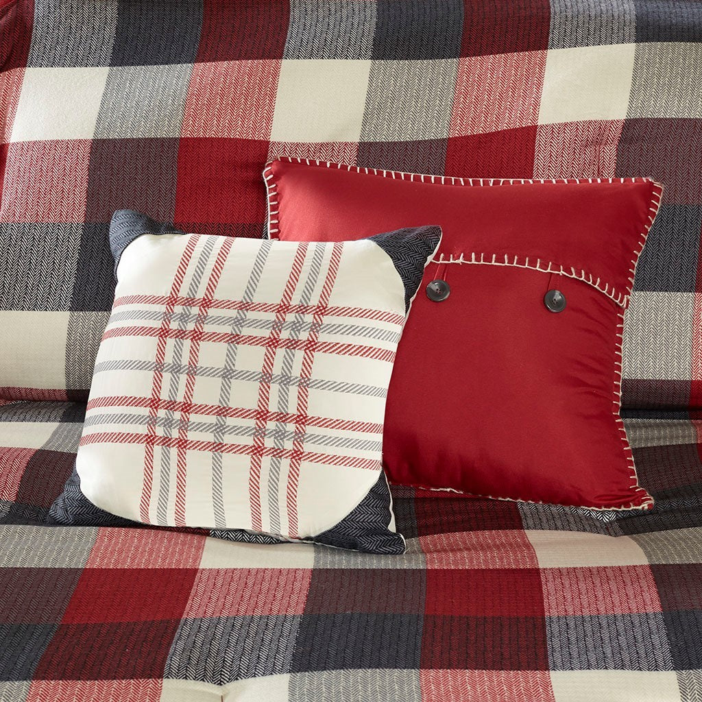 7 Piece Herringbone Comforter Set Red Queen