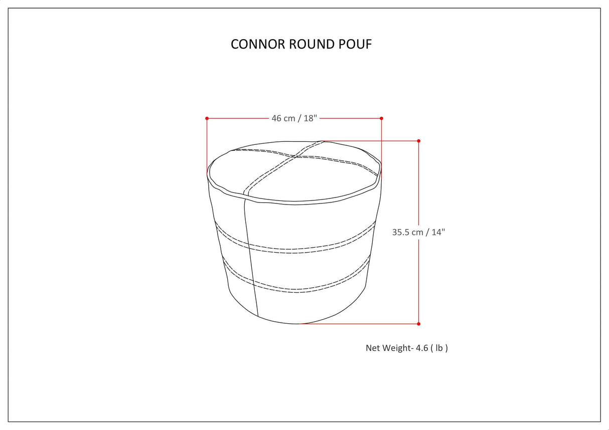 Connor Round Pouf - Distressed Black