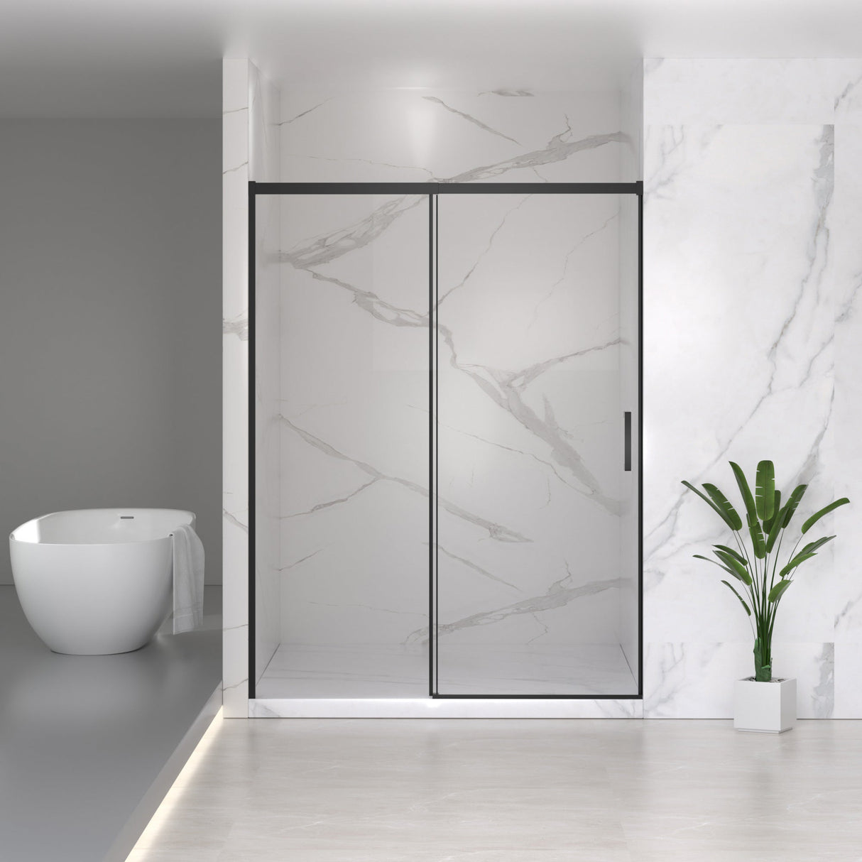 56-60" W x 74" H Semi-Frameless Sliding Shower Door
