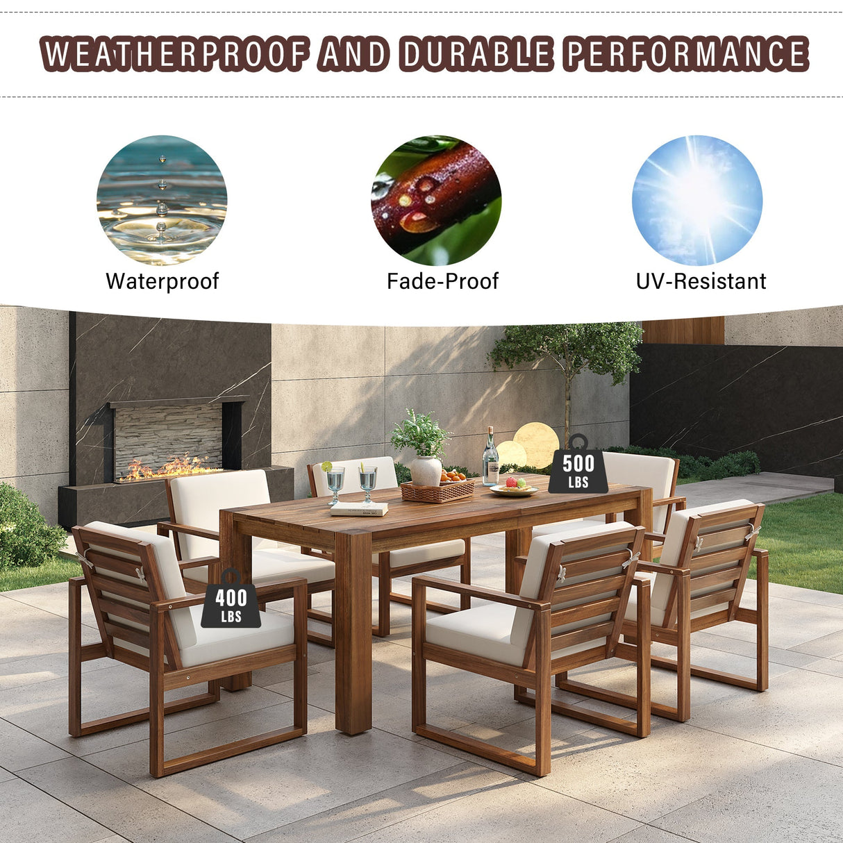TREXM Patio Table and Chairs Set, 7-Piece Outdoor Dining Set for 6