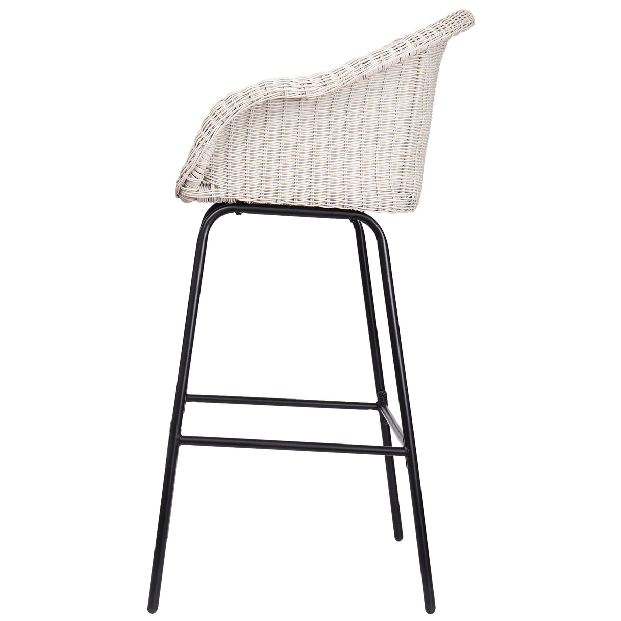 Ladd Outdoor Metal Wicker Barstool Light Gray Faux Wicker Set of 2