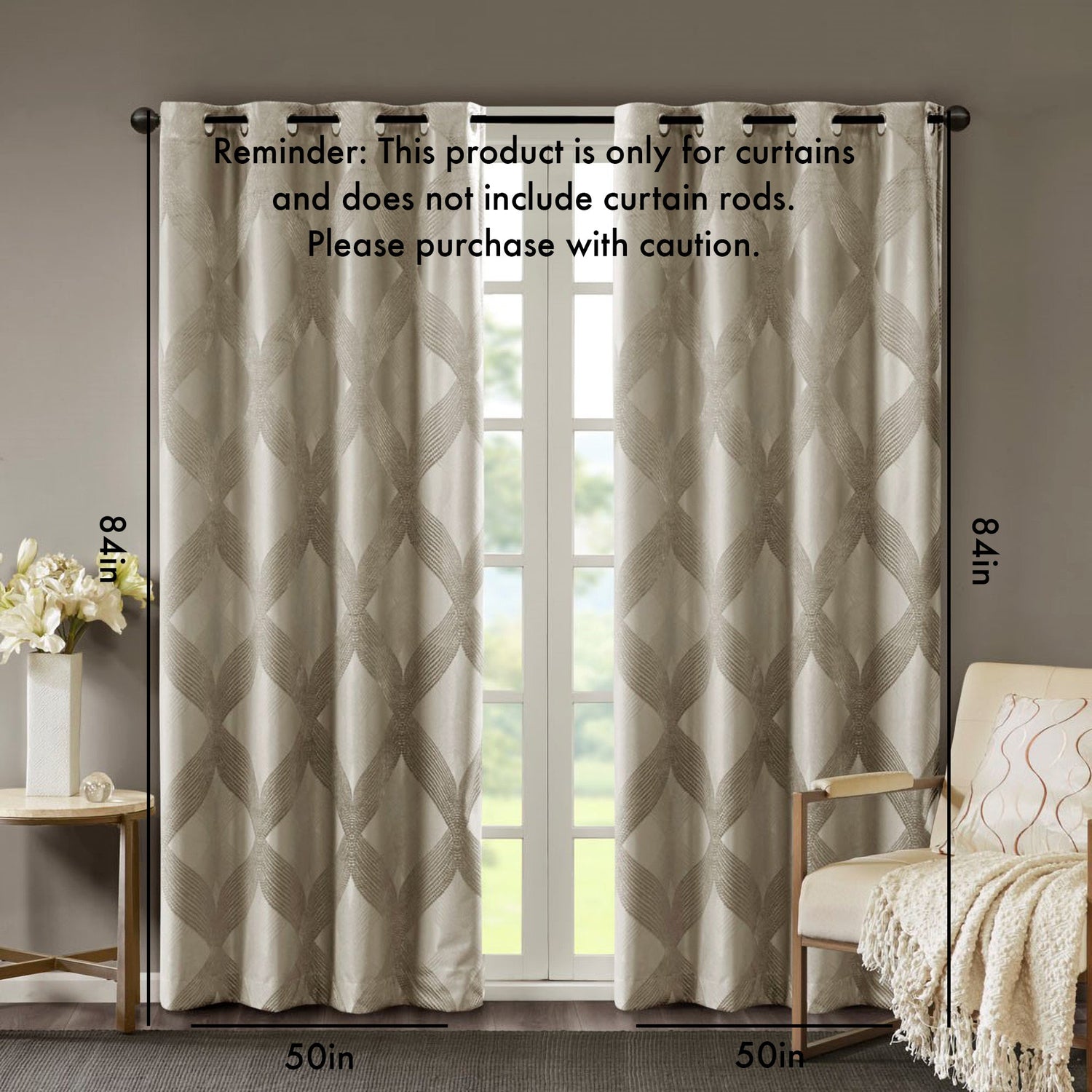 Ogee knitted jacquard total blackout curtain panel (only 1 pc panel)