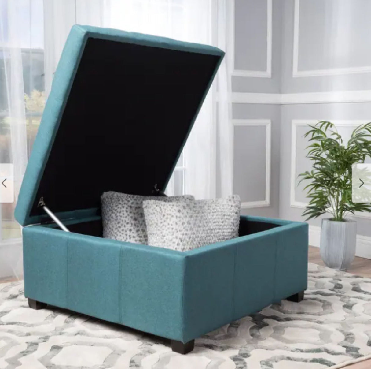 Tufted Square Storage Ottoman, Dark