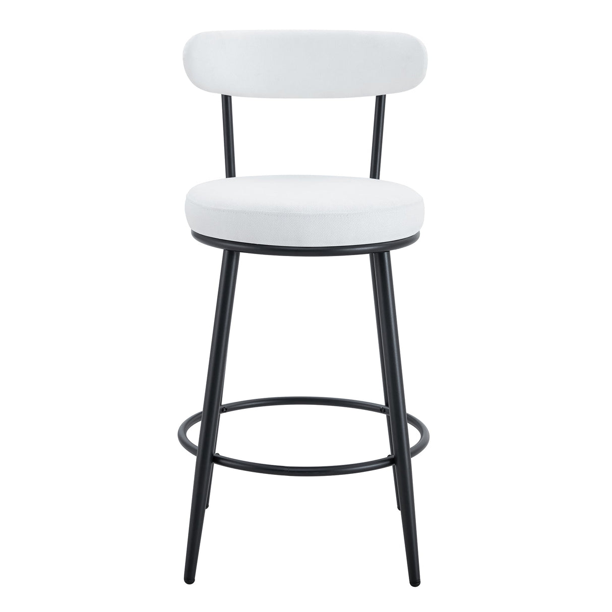 Fashionable Ergonomic High Legged Bar Chairs with White Fabric Cushions - Set of 2