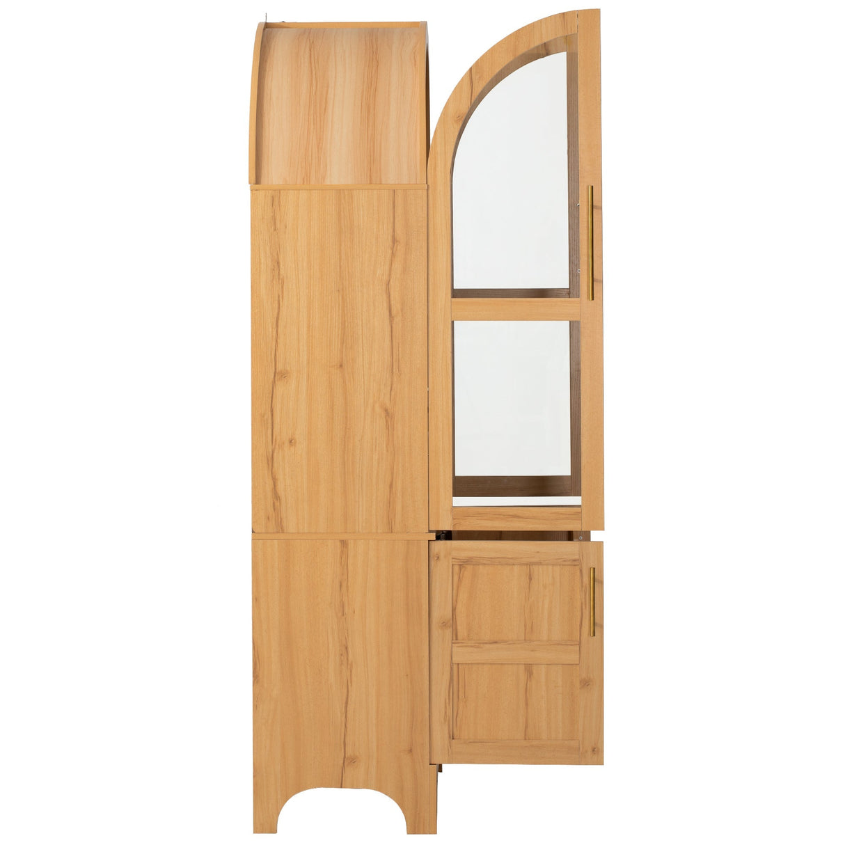 K&K 71' Tall Arched Kitchen Pantry Cabinet with Adjustable Shelves