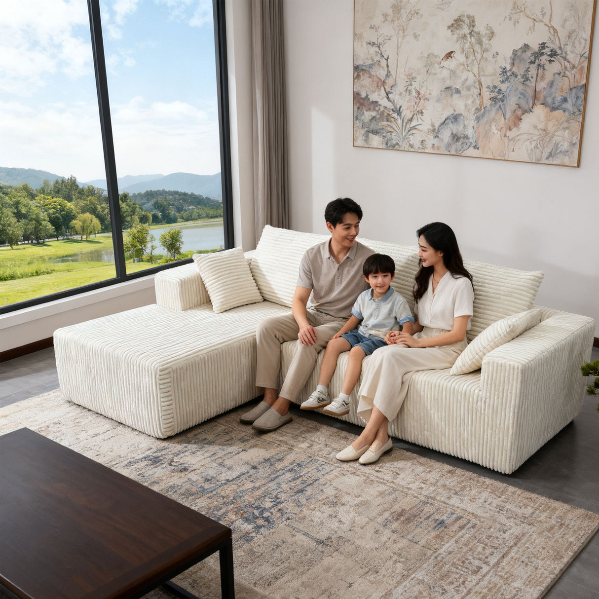 Corner Combination Sofa Sectional Couch With Soft Fabric