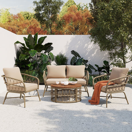 4-Piece-Bohemian-Wicker-Chat-Set-With-Acacia-Wood-Table-Outdoor-Furniture-Sets