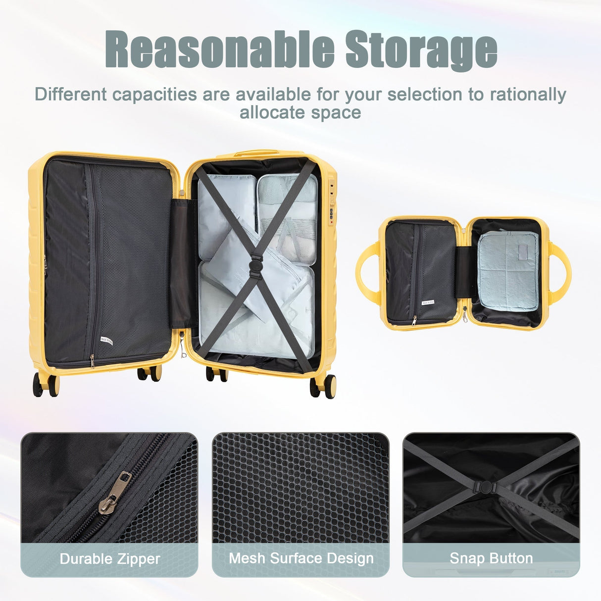 14'/20' 2-Piece ABS Spinner Wheel Luggage Set with Combination Lock