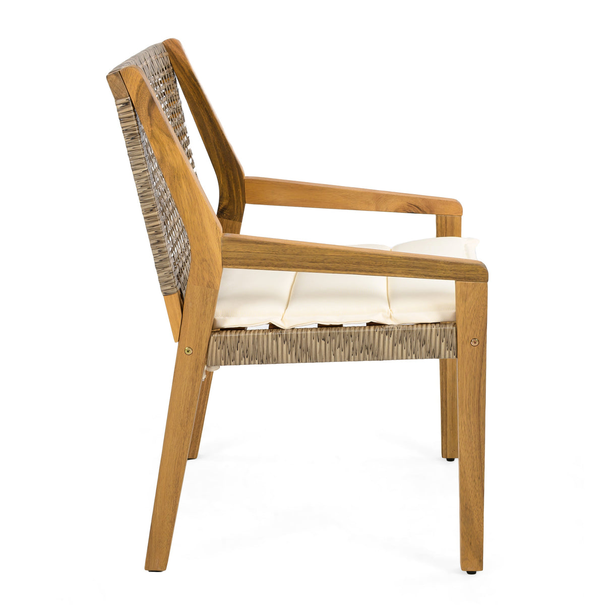 Outdoor Dining Set – Premium Acacia Wood Table & Wicker Chairs