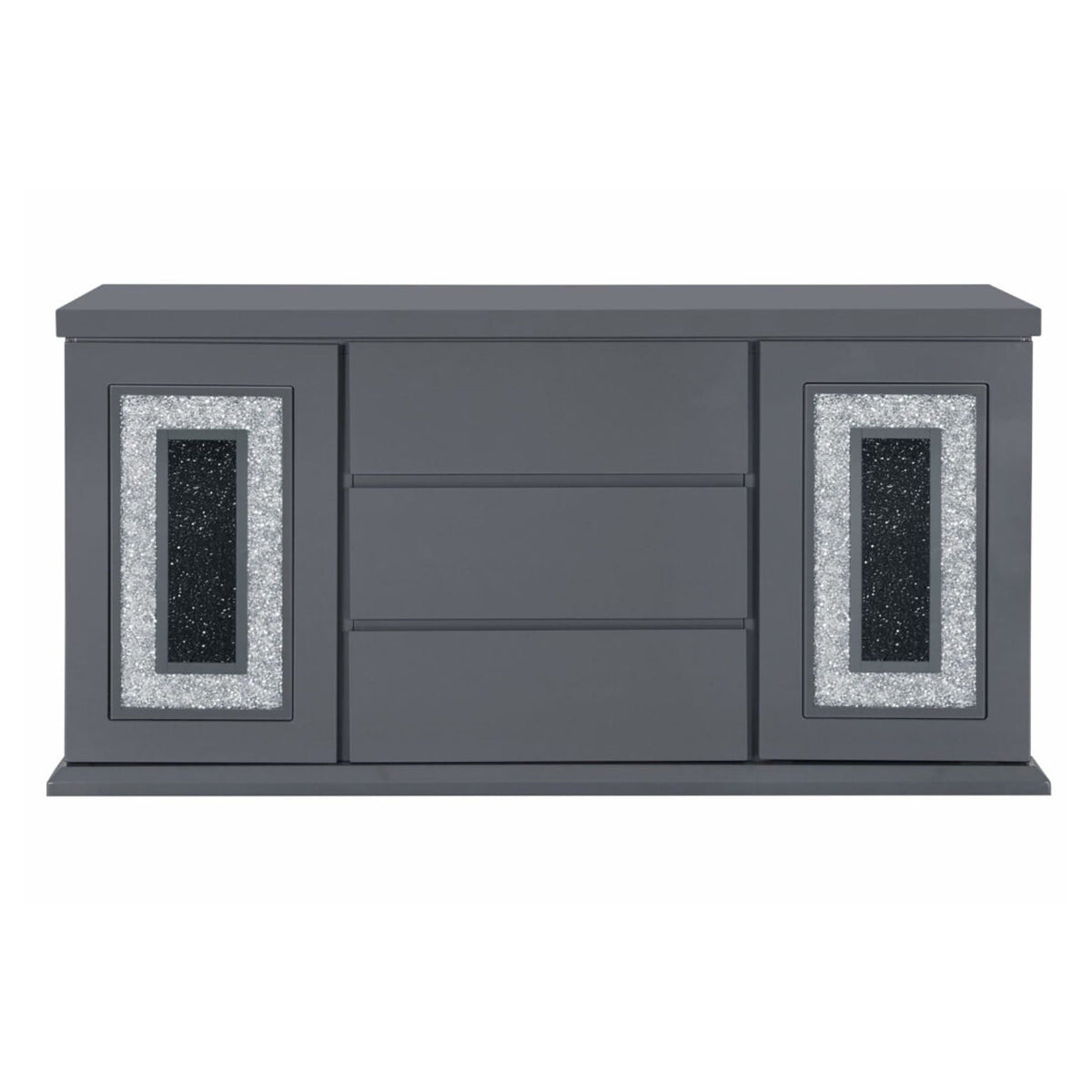Buffet with Clear Glass Inlay - 61.8" Wide, High Gloss Finish
