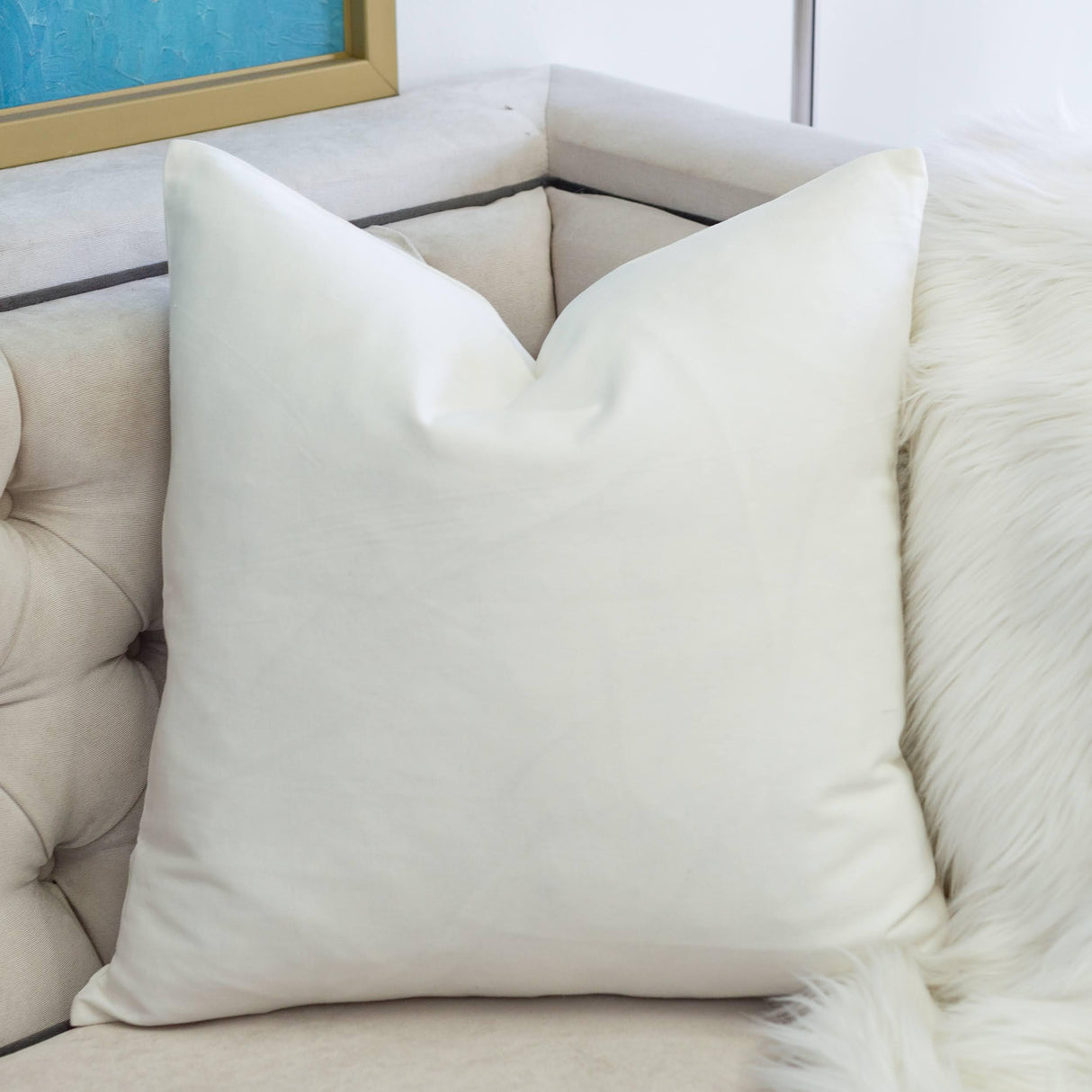 Let It Snow Christmas Throw Pillow 20x20 Cotton Cushion