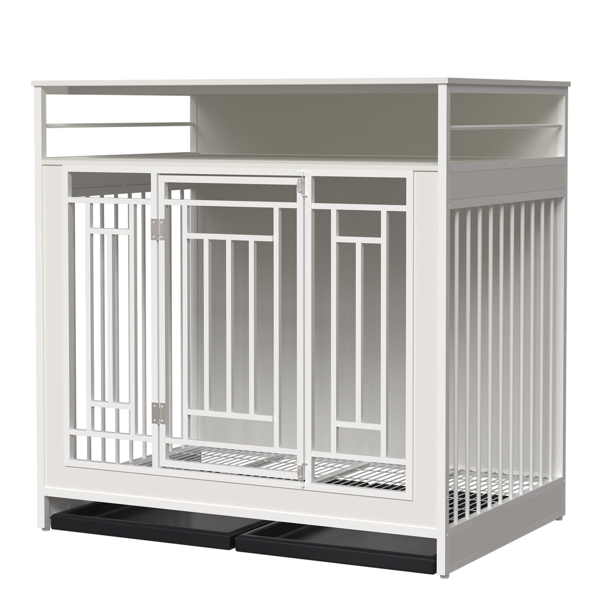 43.3 Inch Wooden Dog Crate Furniture with Divider and Storage