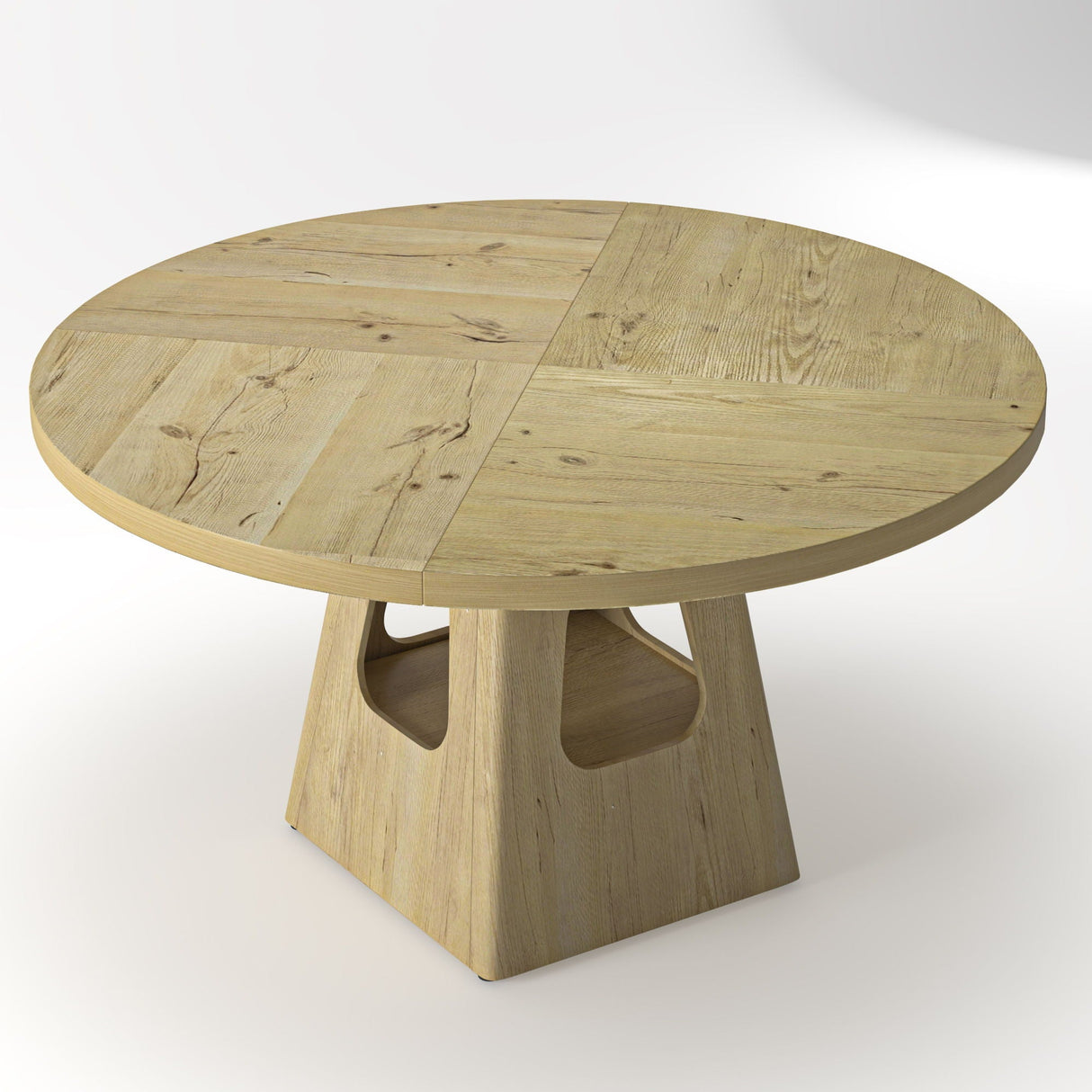 Farmhouse Round Dining Table With Storage Base