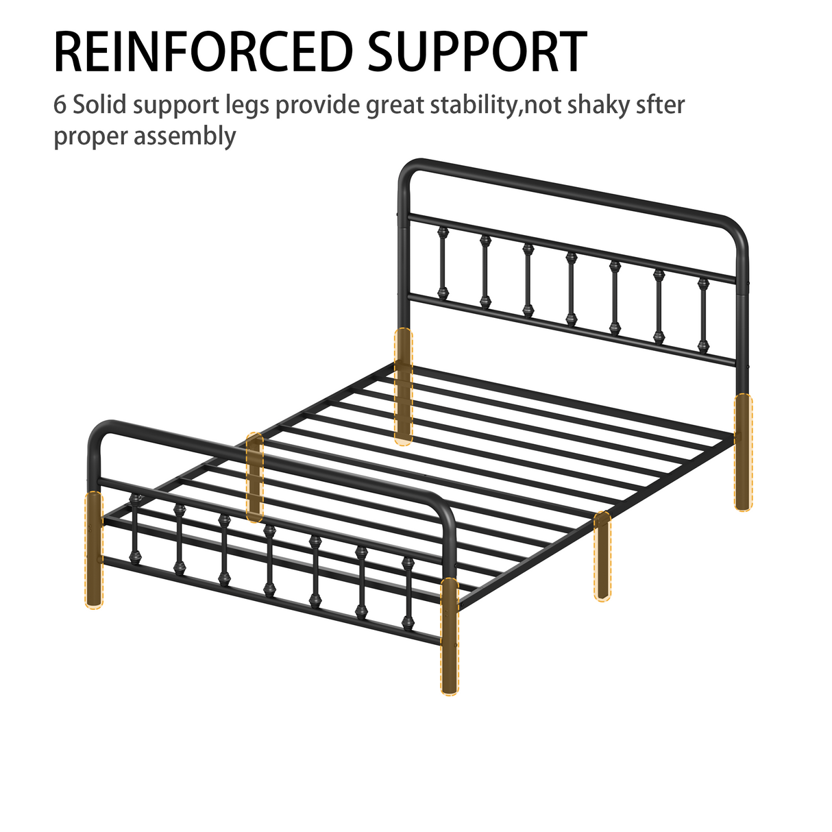 Metal Bed Frame, Full Size with Headboard and Under Bed Storage