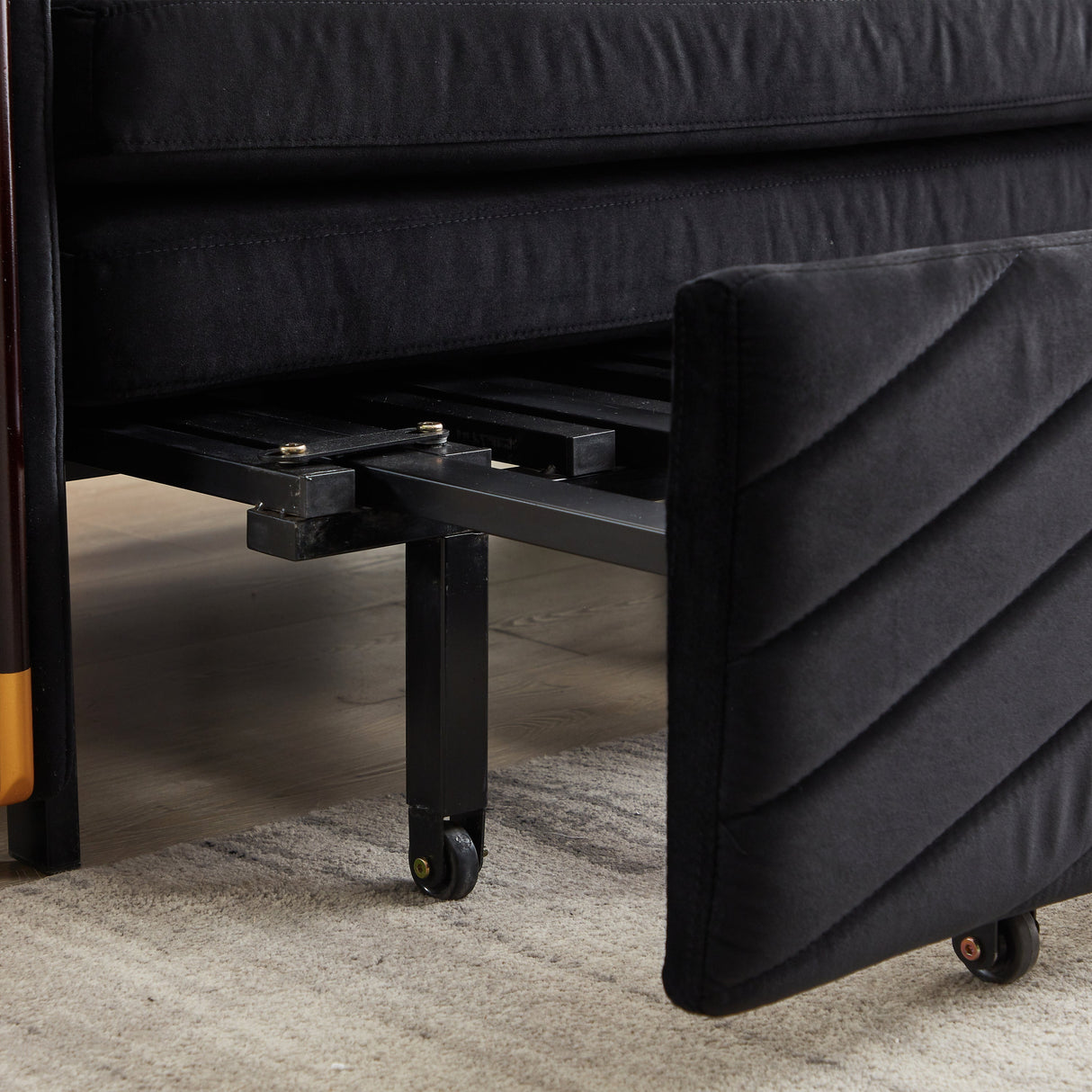 Conway Convertible Velvet Loveseat Sleeper with Arm Storage and Adjustable Back