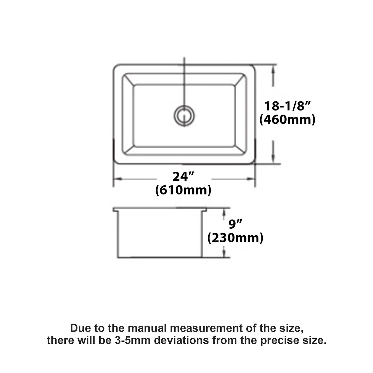Rectangular Deep Single Bowl Kitchen Sink