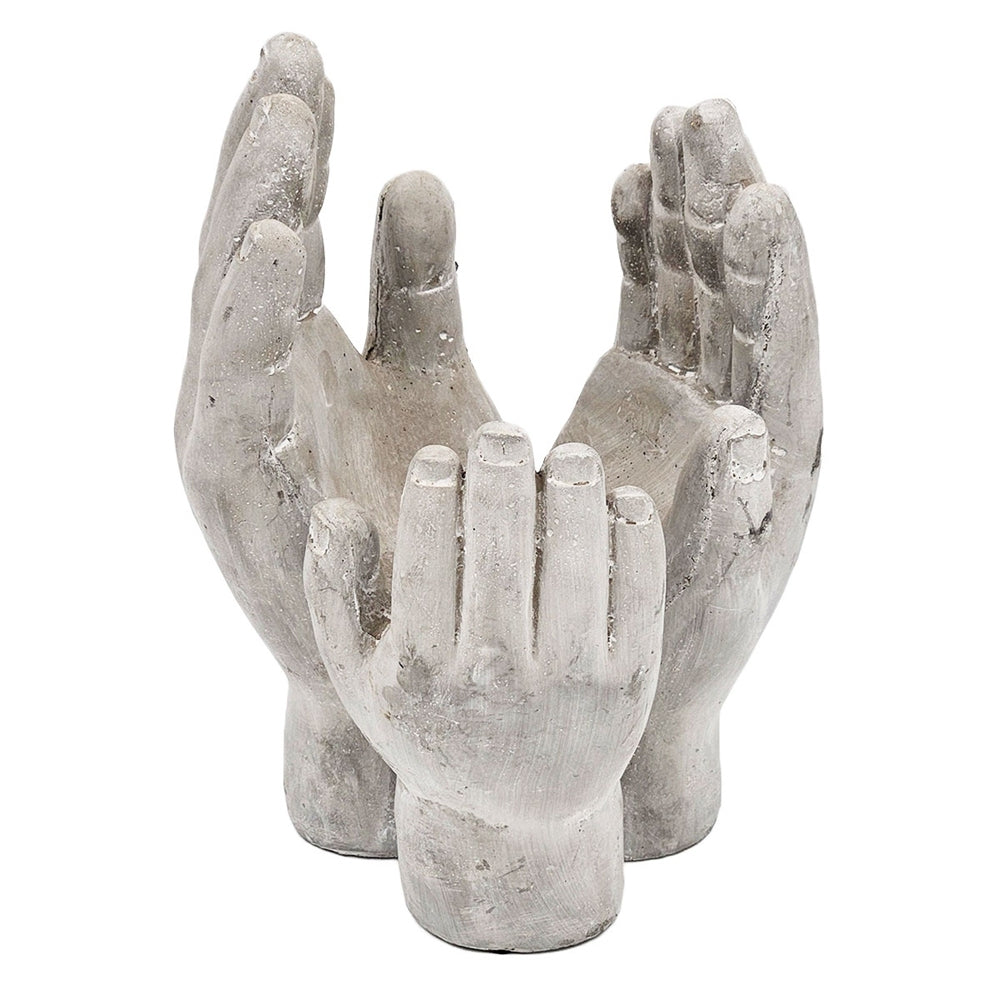 Set of 2 6x6x9' Accepting Hands Accent Cement Hand Decor