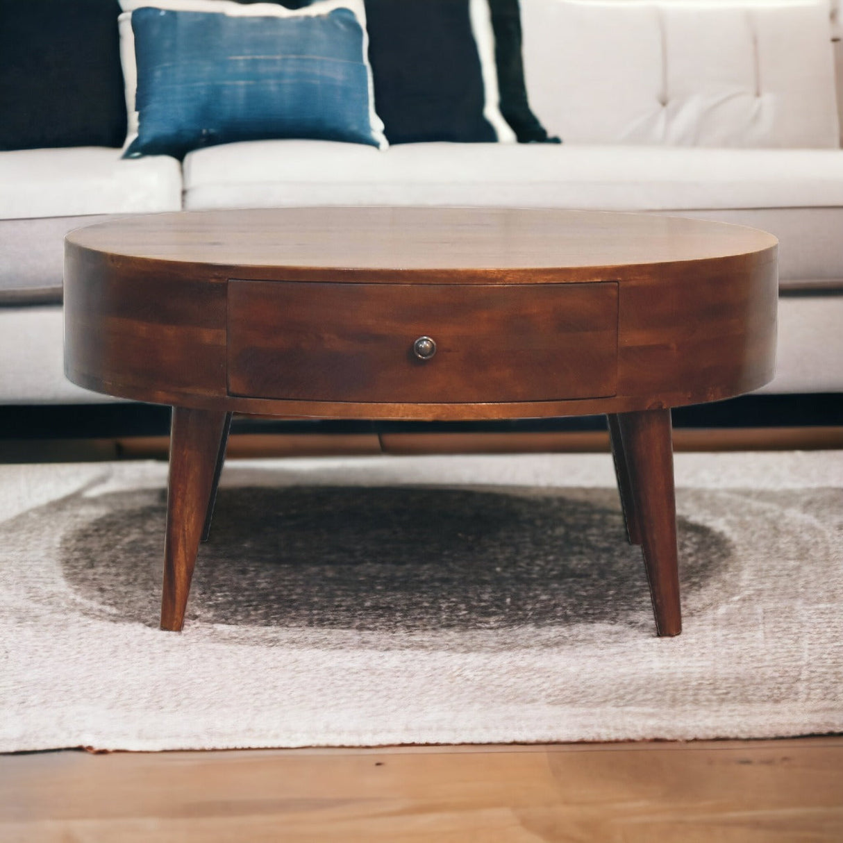 Solid Wood Odyssey Coffee Table, 2-Drawer, Nordic Legs
