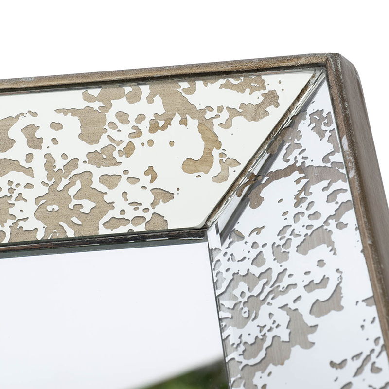 Antique Rectangle Mirror with Floral Accents - Pearl Silver