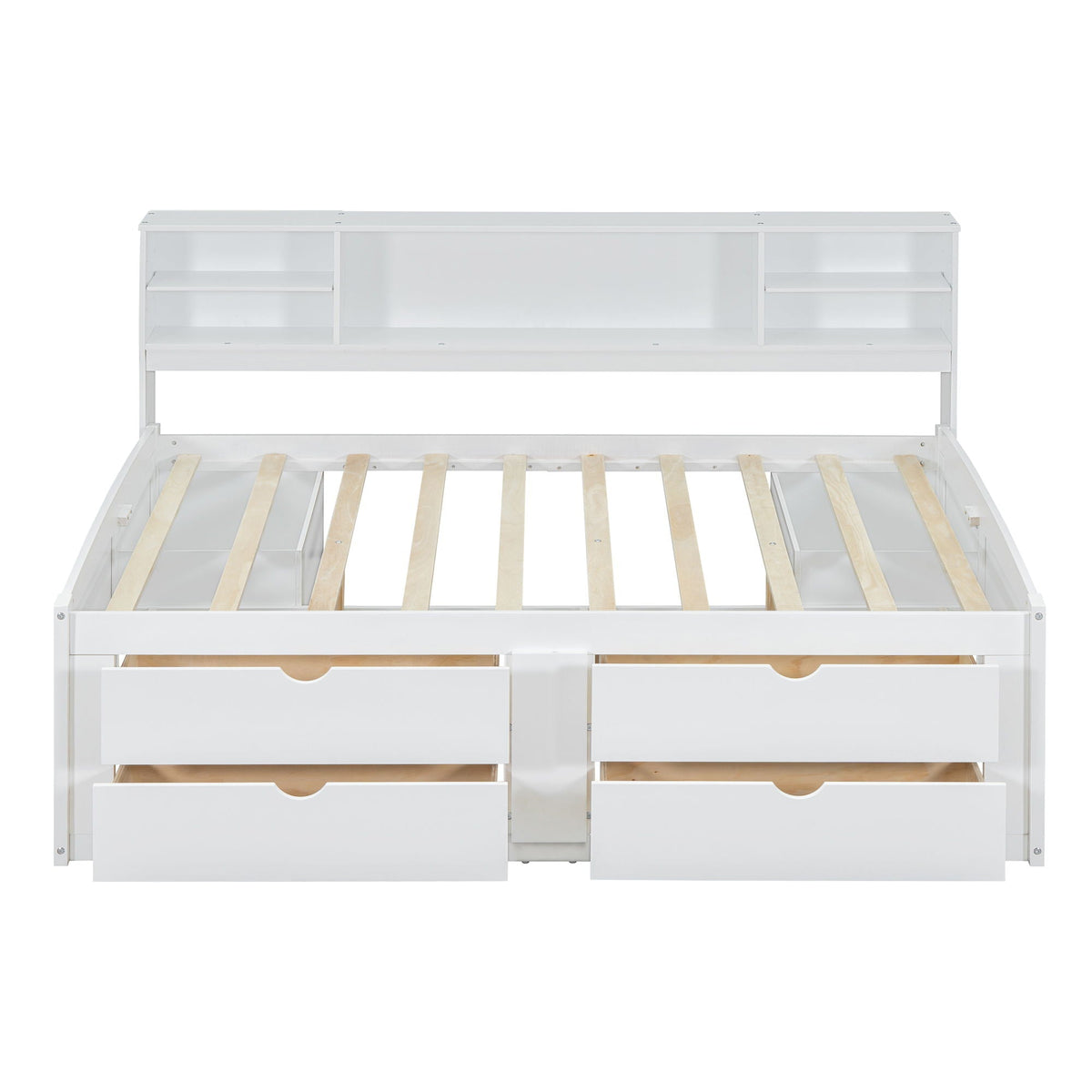 Daybed With 2 Bedside Cabinets, Upper Shelves And 4 Drawers