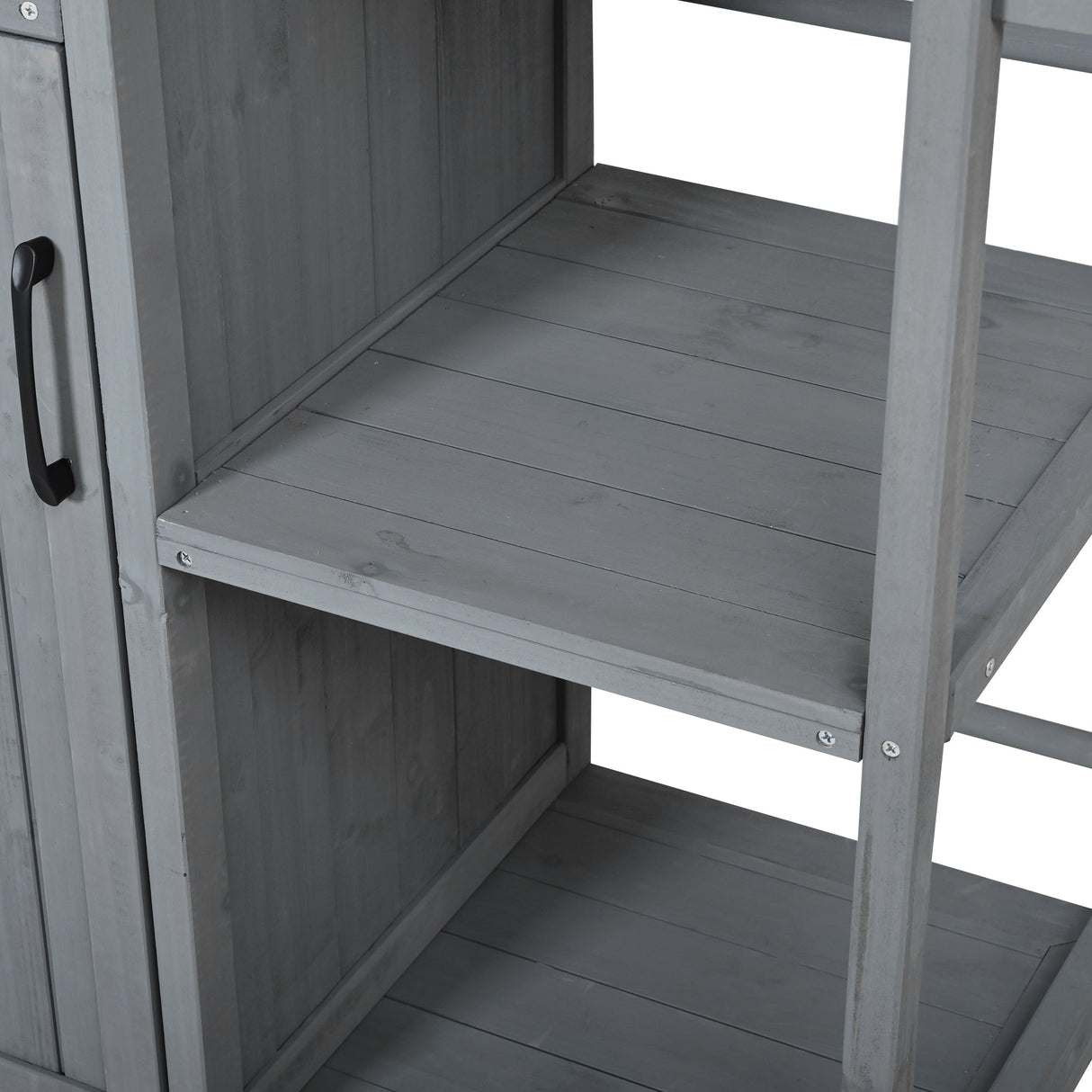 Outdoor Kitchen Island Fir Wood Prep Station with Stainless Steel Top