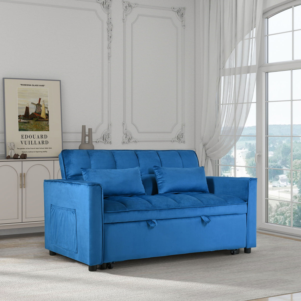 3 In 1 Pull Out Couch Convertible Sofa Bed With Reclining Backrest