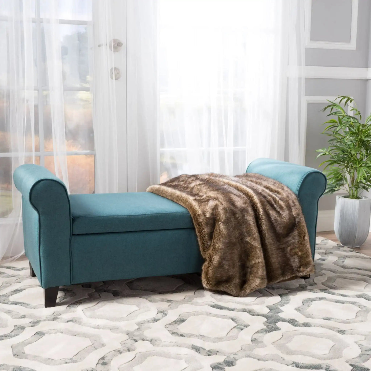Hayes - Armed Storage Bench With Rolled Arms And Button Tufting