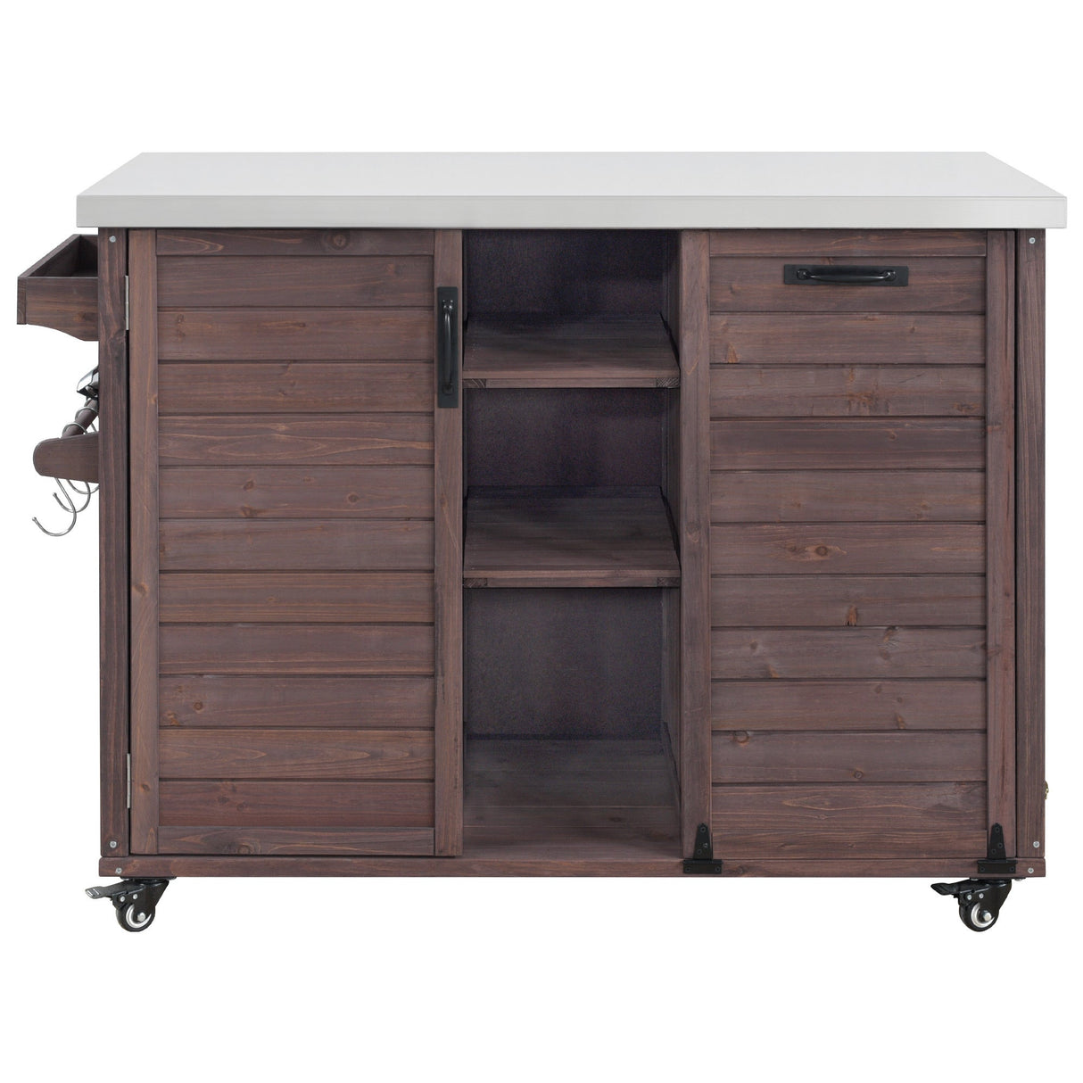 K&K 78.3' Outdoor Kitchen Island with Foldable Grill Table