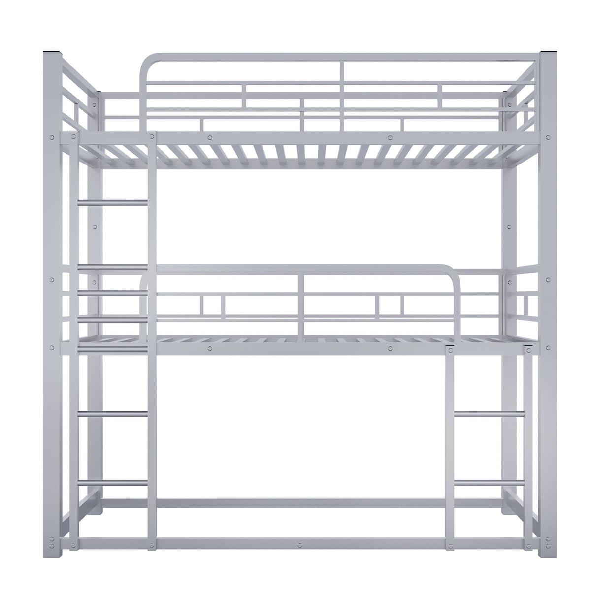 Triple Bunk Bed With Sturdy Construction And Space Saving Design