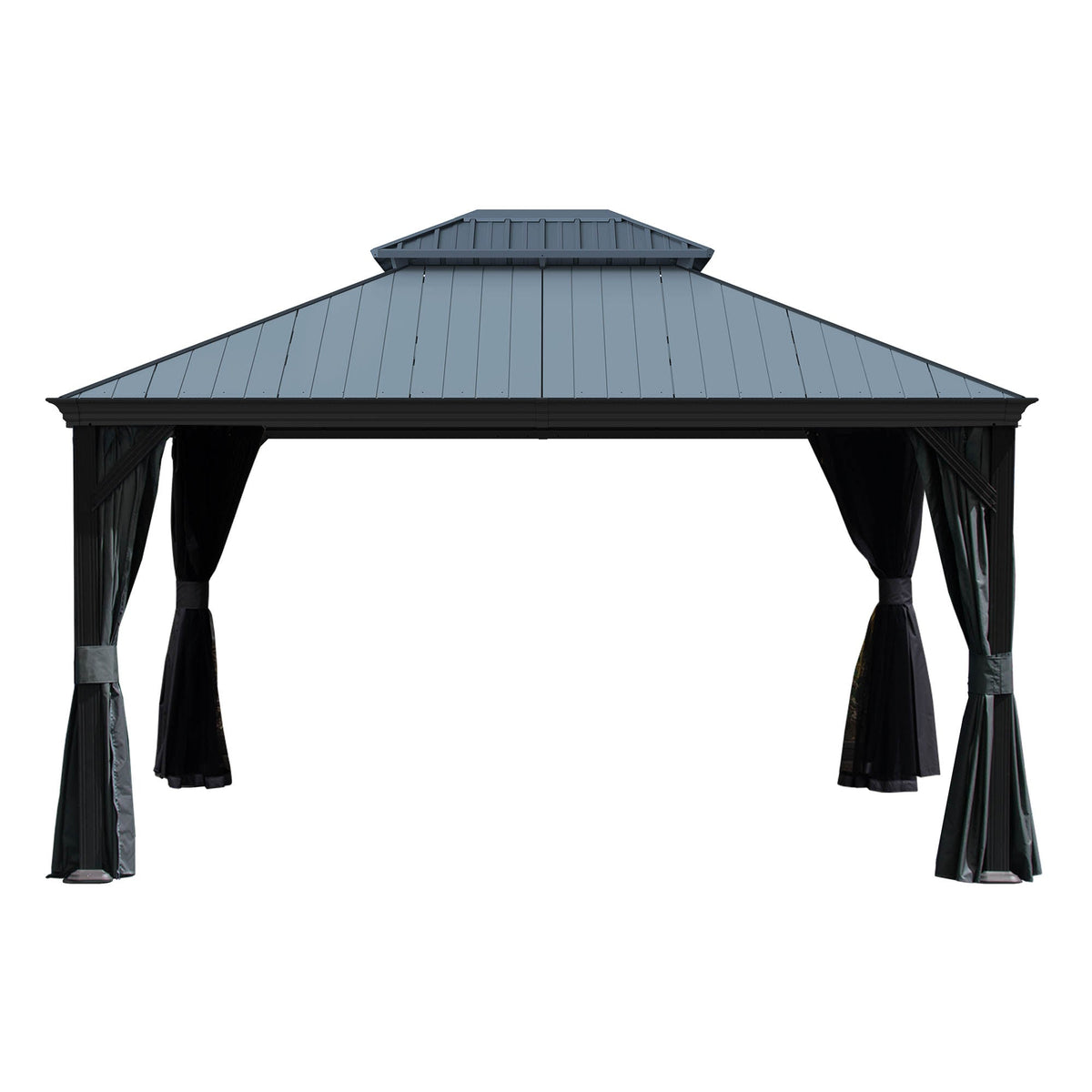 12'x14' Hardtop Gazebo with Resin Roof and Drainage Gutters