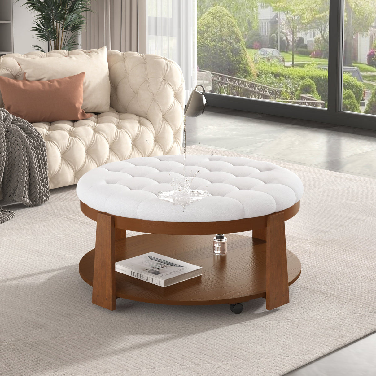 Modern Large Round Ottoman Coffee Table