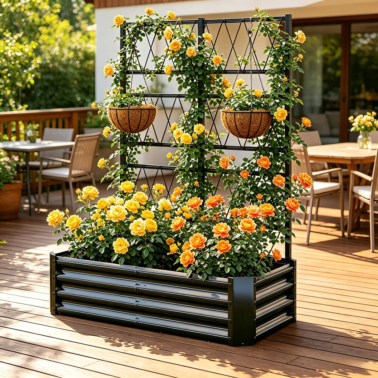 Galvanized Raised Garden Bed with Arch Trellis