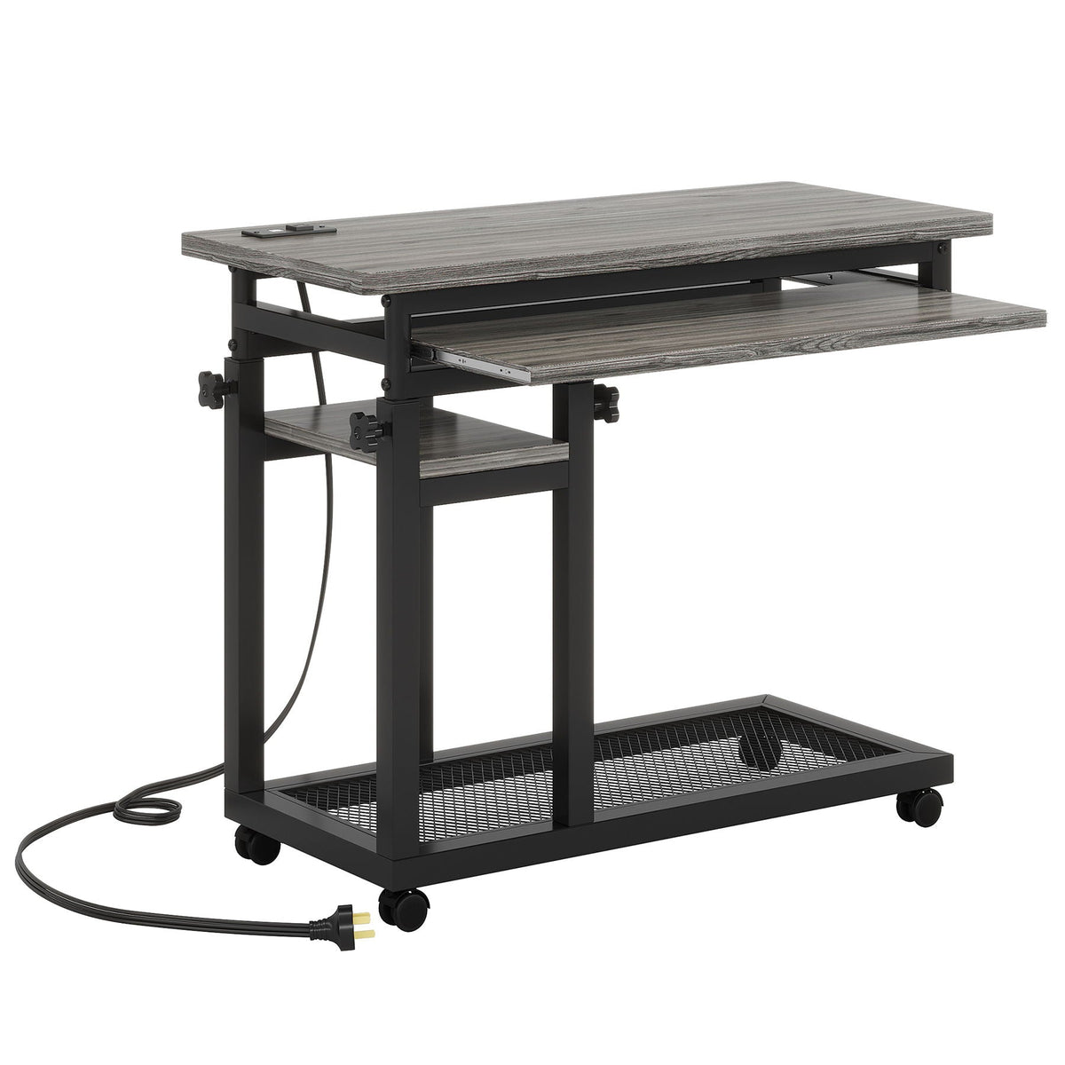 Adjustable Portable C-Shaped Desk With Power Outlet & USB Ports